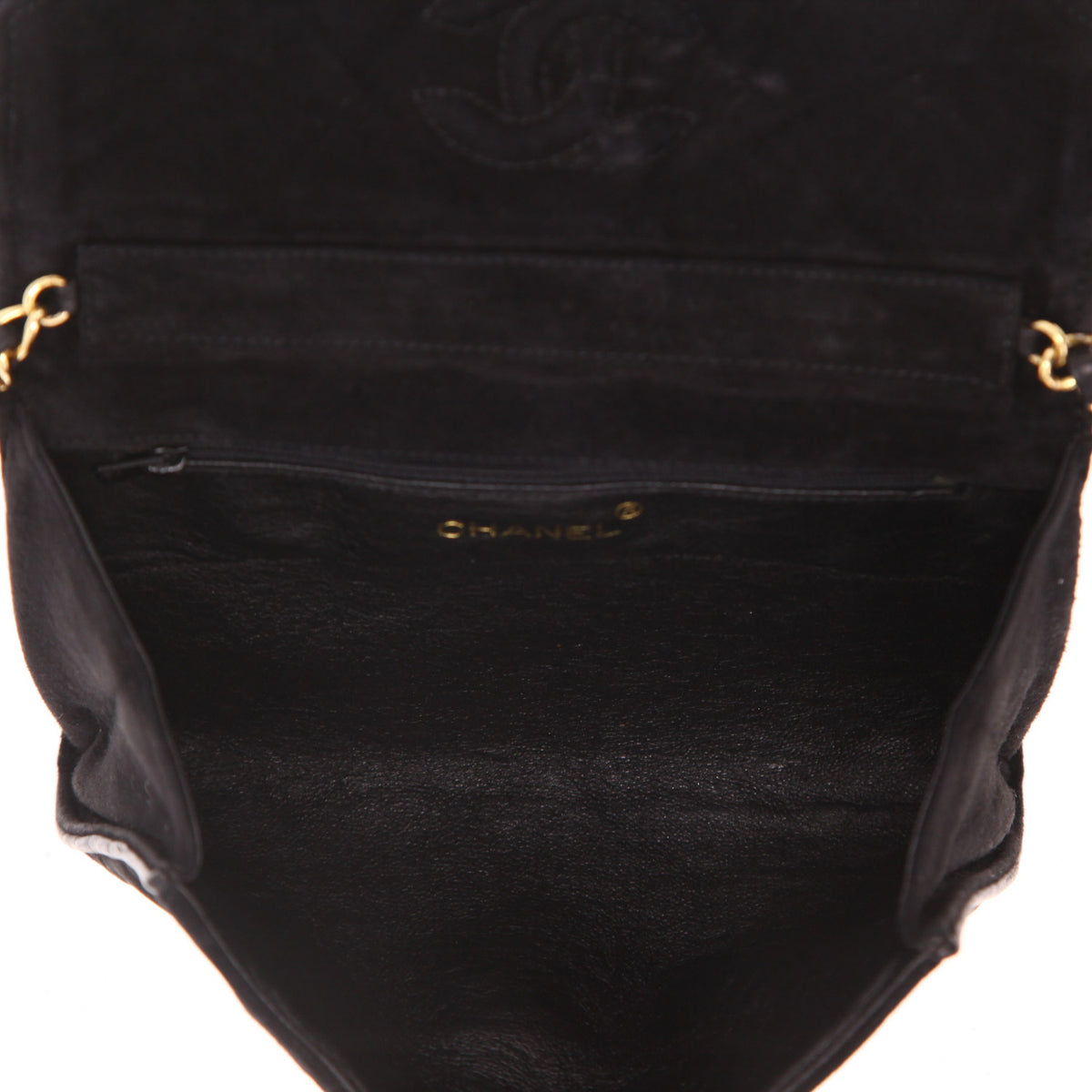 Chanel Vintage shoulder bag in black suede - DETAIL 3