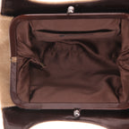 Chanel Vintage shoulder bag in brown velvet and brown leather - DETAIL 3