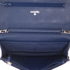 Chanel Wallet on Chain shoulder bag in blue quilted grained leather - DETAIL 3