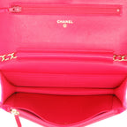 Chanel Wallet on Chain shoulder bag in pink velvet - DETAIL 3