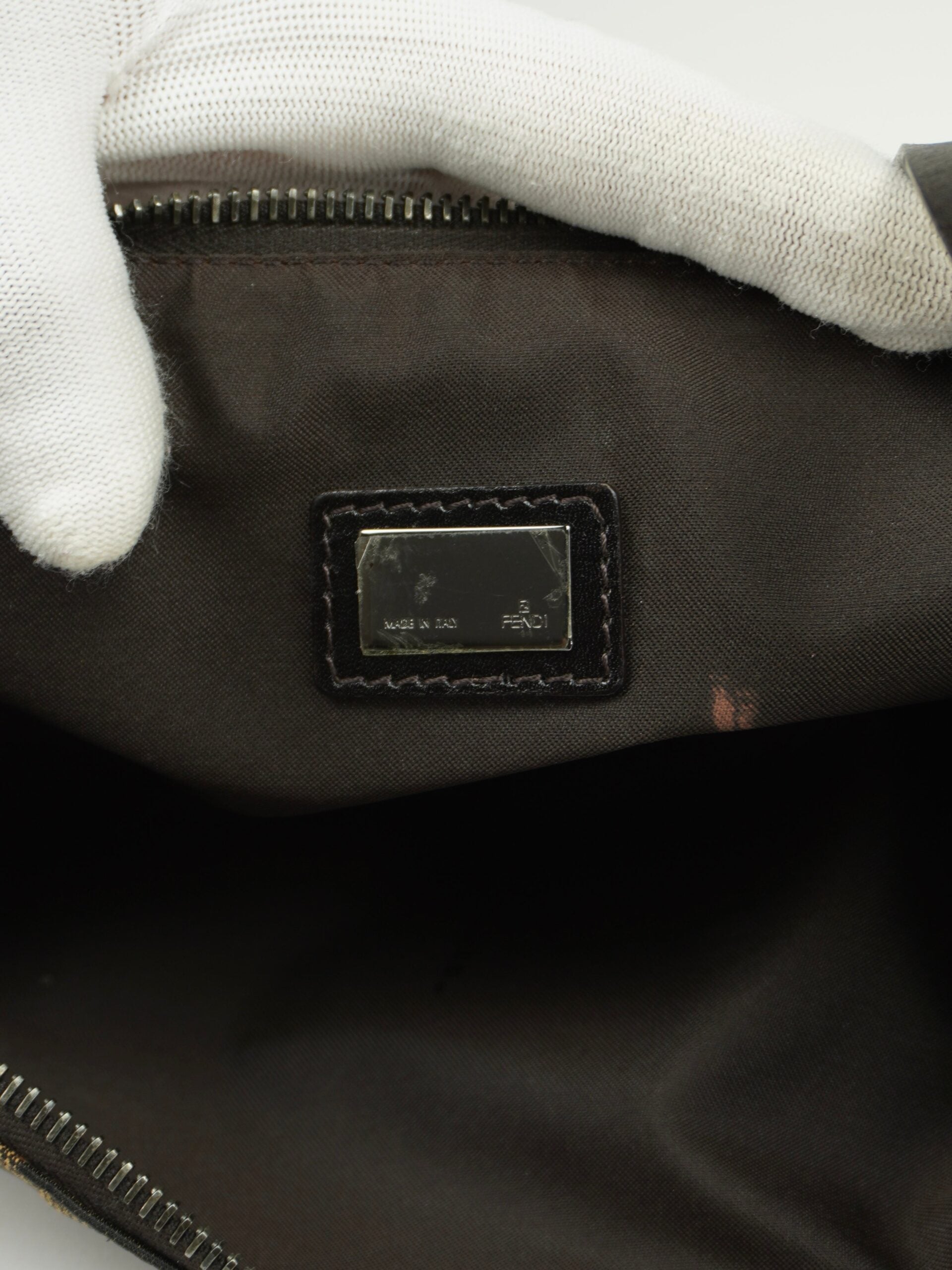 FENDI ZUCCA CRESCENT SHOULDER BAG