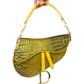CHRISTIAN DIOR CROCODILE EMBOSSED LEATHER SADDLE BAG