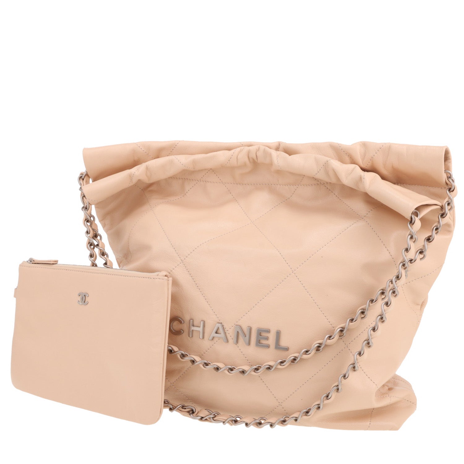 Chanel 22 shopping bag in beige leather - DETAIL 4