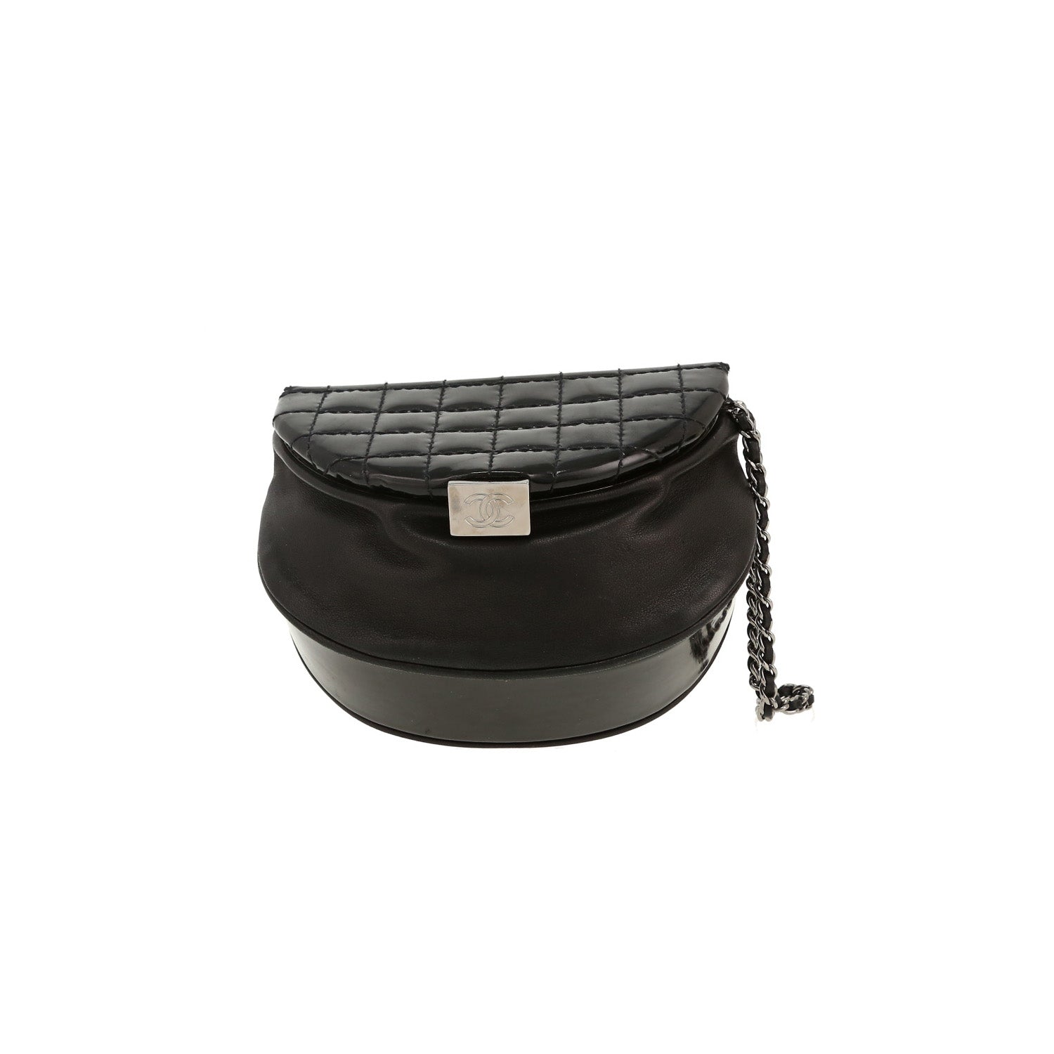 Chanel Editions Limitées clutch in black patent quilted leather and black leather - DETAIL 4