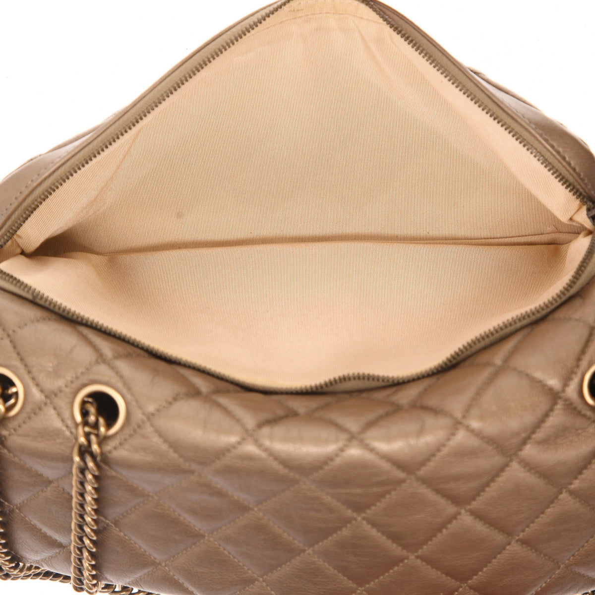 Chanel handbag in golden brown quilted leather - DETAIL 4