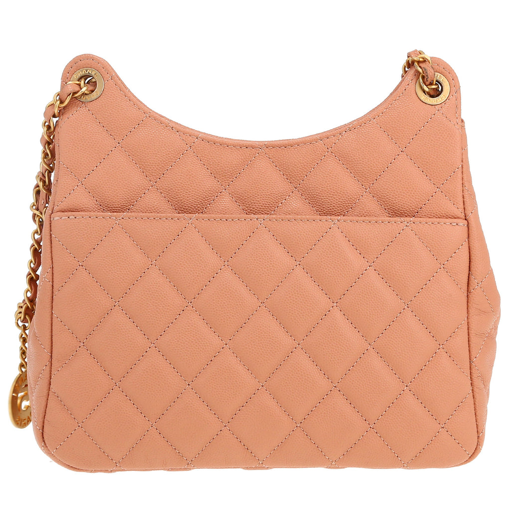 Chanel Hobo shoulder bag in powder pink quilted grained leather - DETAIL 4