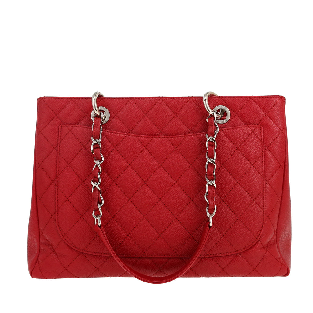 Chanel Shopping GST handbag in red quilted grained leather - DETAIL 4