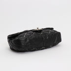 Chanel Timeless Classic medium model handbag in black quilted canvas and grey jersey - DETAIL 4