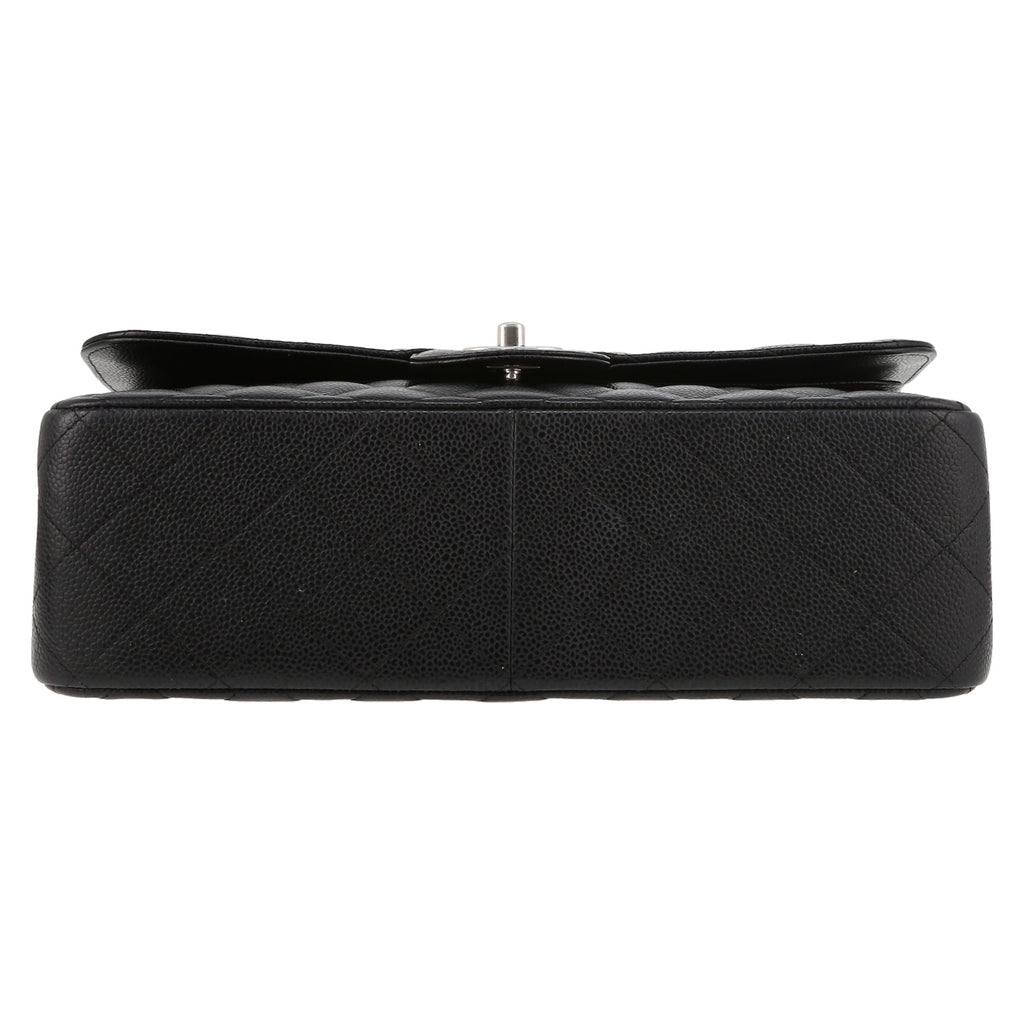 Chanel Timeless Jumbo shoulder bag in black quilted grained leather - DETAIL 4