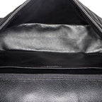 Chanel Timeless Maxi Jumbo handbag in black quilted grained leather - DETAIL 4