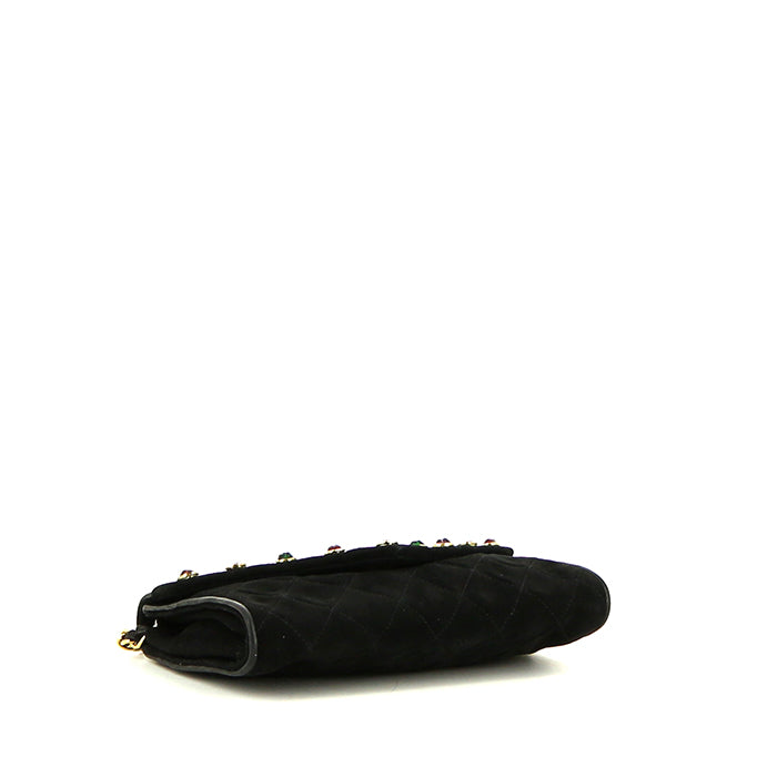 Chanel Vintage shoulder bag in black suede - DETAIL 4