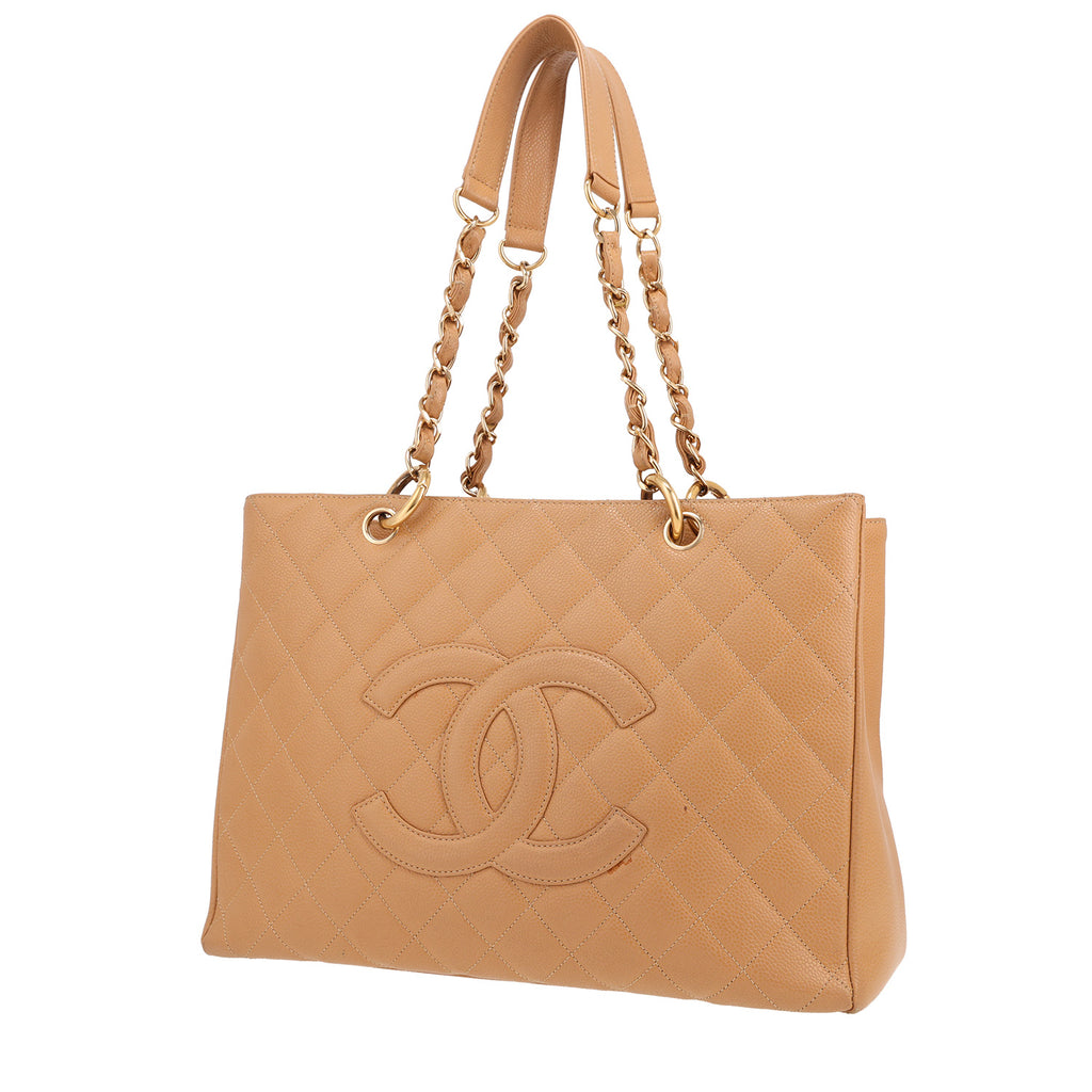 Chanel Shopping GST handbag in beige quilted grained leather - DETAIL 5