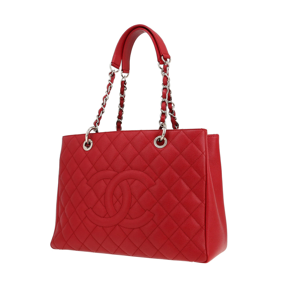 Chanel Shopping GST handbag in red quilted grained leather - DETAIL 5