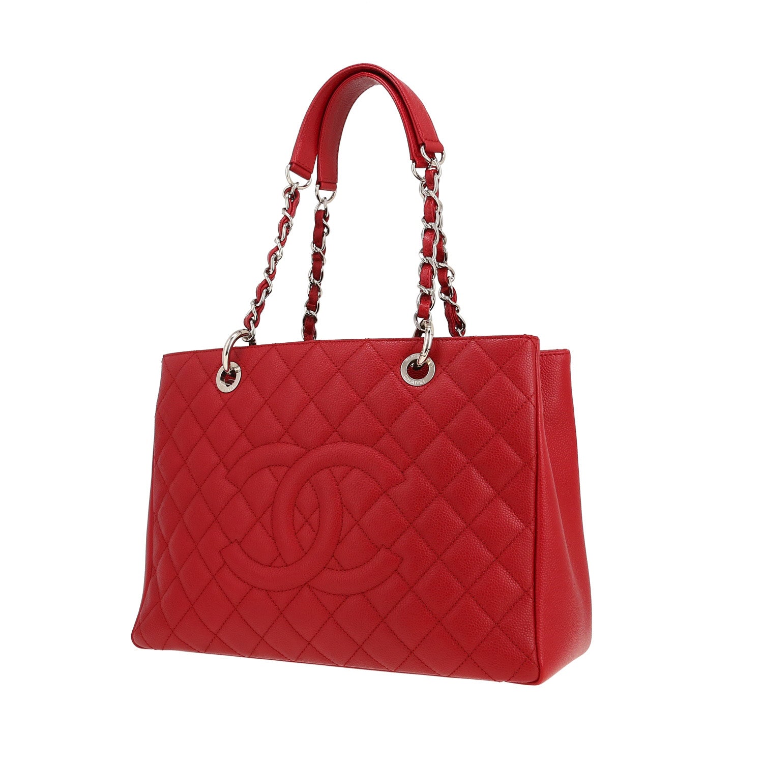 Chanel Shopping GST handbag in red quilted grained leather - DETAIL 5