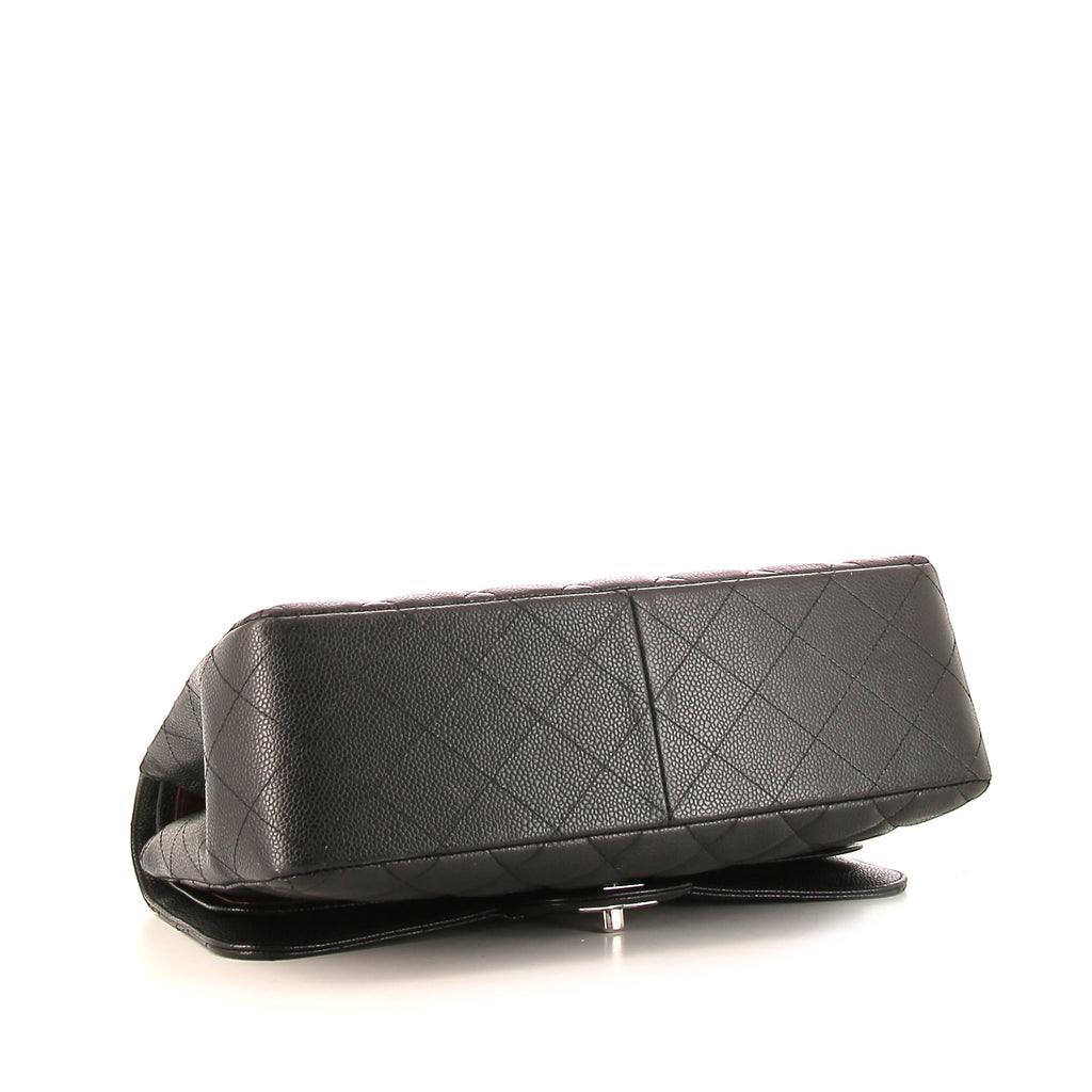 Chanel Timeless Jumbo handbag in black quilted grained leather - DETAIL 5