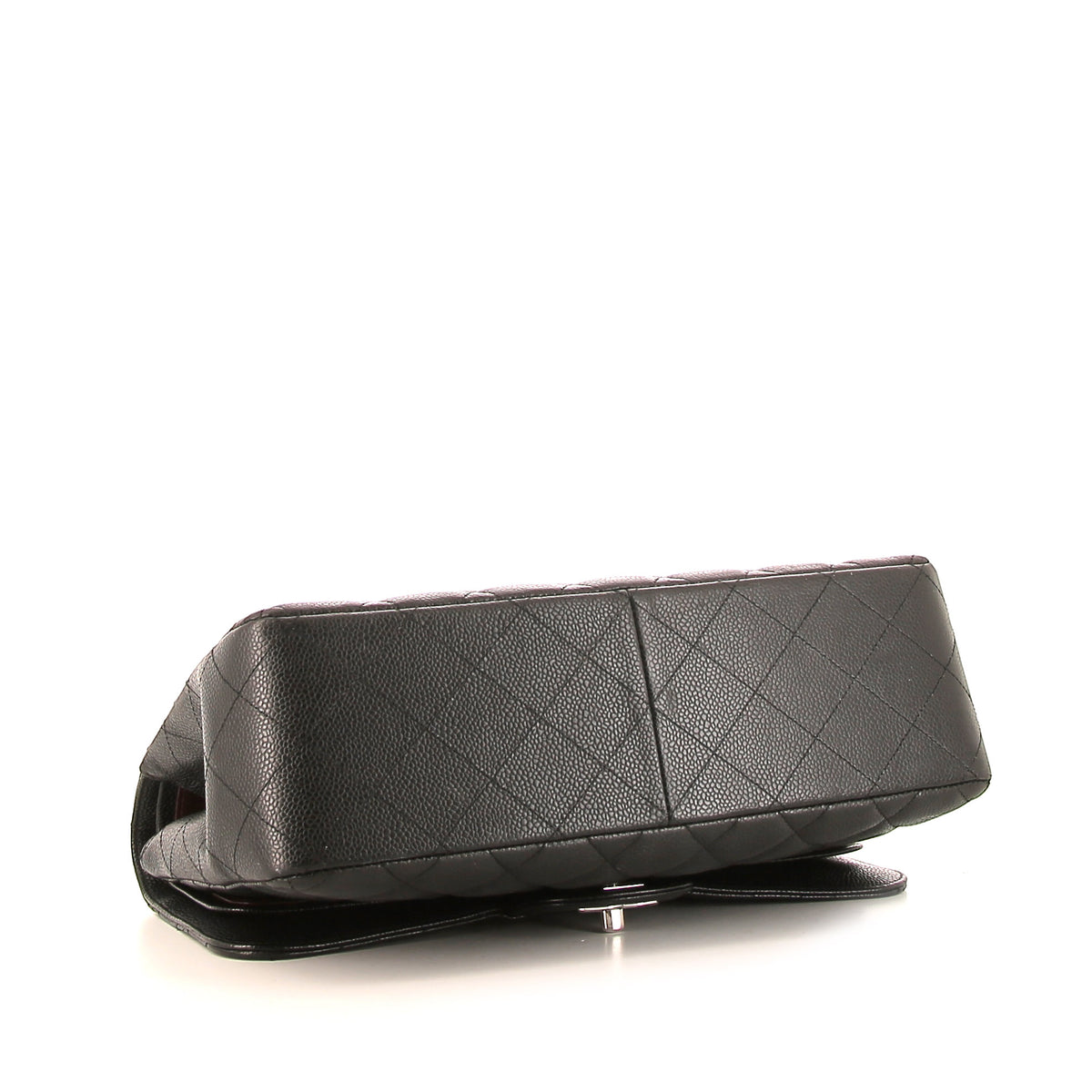 Chanel Timeless Jumbo handbag in black quilted grained leather - DETAIL 5