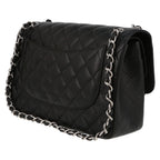 Chanel Timeless Jumbo shoulder bag in black quilted grained leather - DETAIL 5