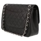 Chanel Timeless Jumbo shoulder bag in black quilted grained leather - DETAIL 5