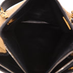 Vintage Chanel 'Shopping' handbag in raffia and black leather - DETAIL 5