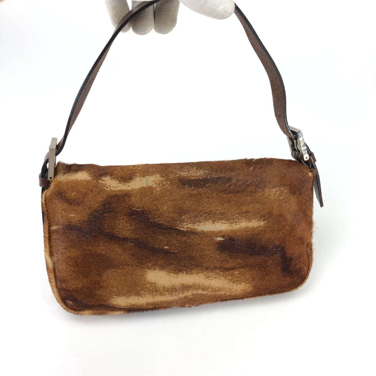 FENDI CALF HAIR BAGUETTE BAG