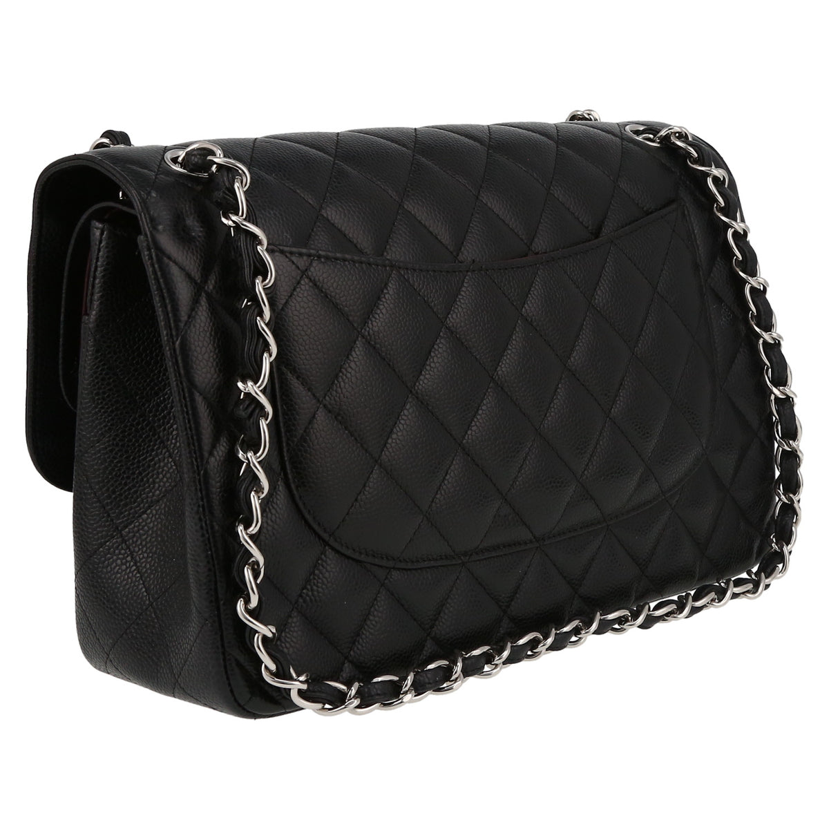Chanel Timeless Jumbo shoulder bag in black quilted grained leather - DETAIL 6