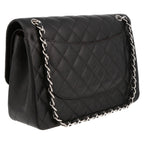 Chanel Timeless Jumbo shoulder bag in black quilted grained leather - DETAIL 6