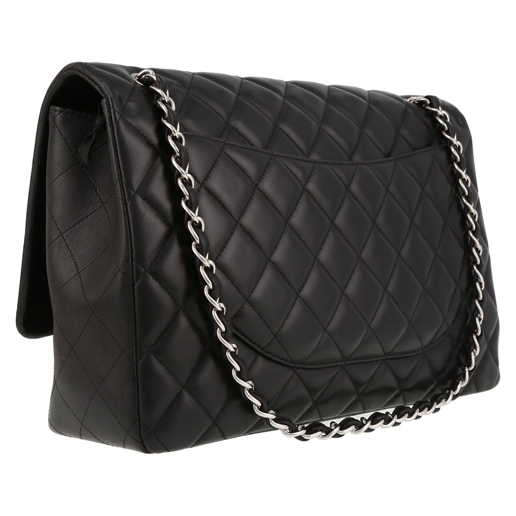 Chanel Timeless Maxi Jumbo shoulder bag in black quilted leather - DETAIL 6