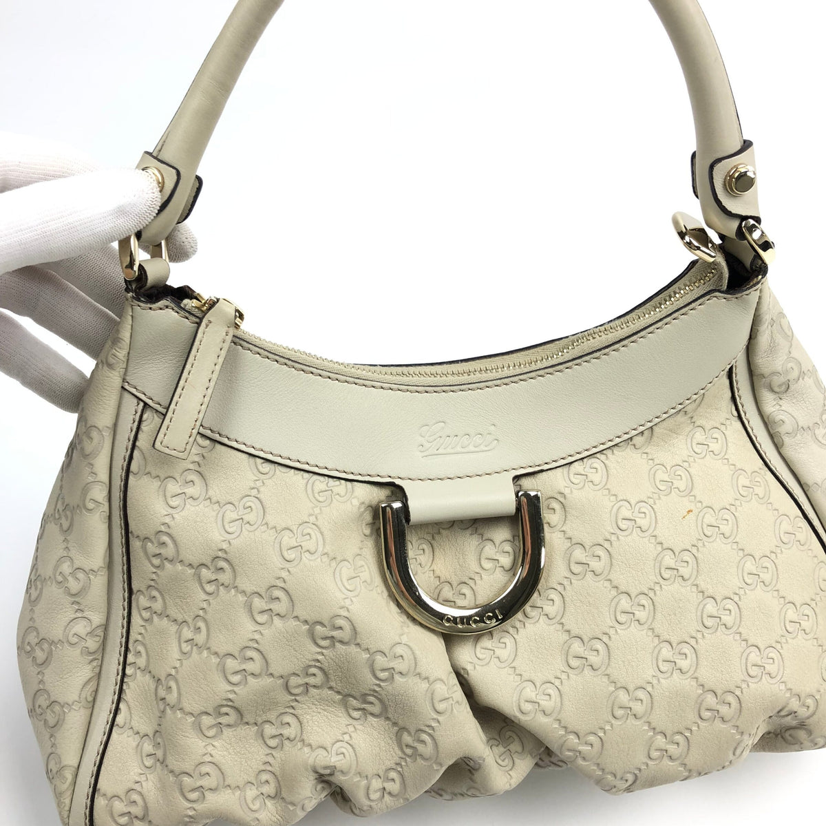 GUCCI ABBEY MONOGRAM LEATHER SHOULDER BAG