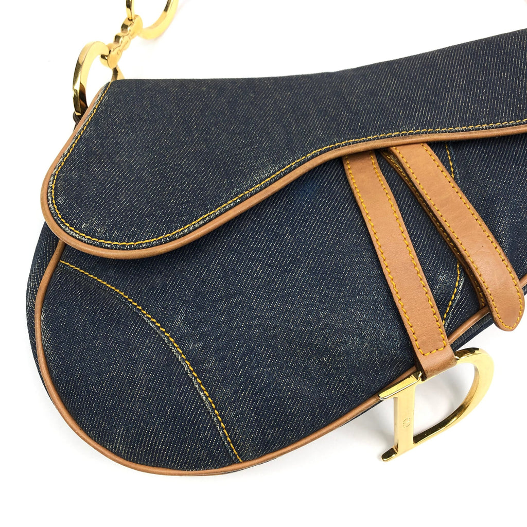 CHRISTIAN DIOR DENIM SADDLE BAG