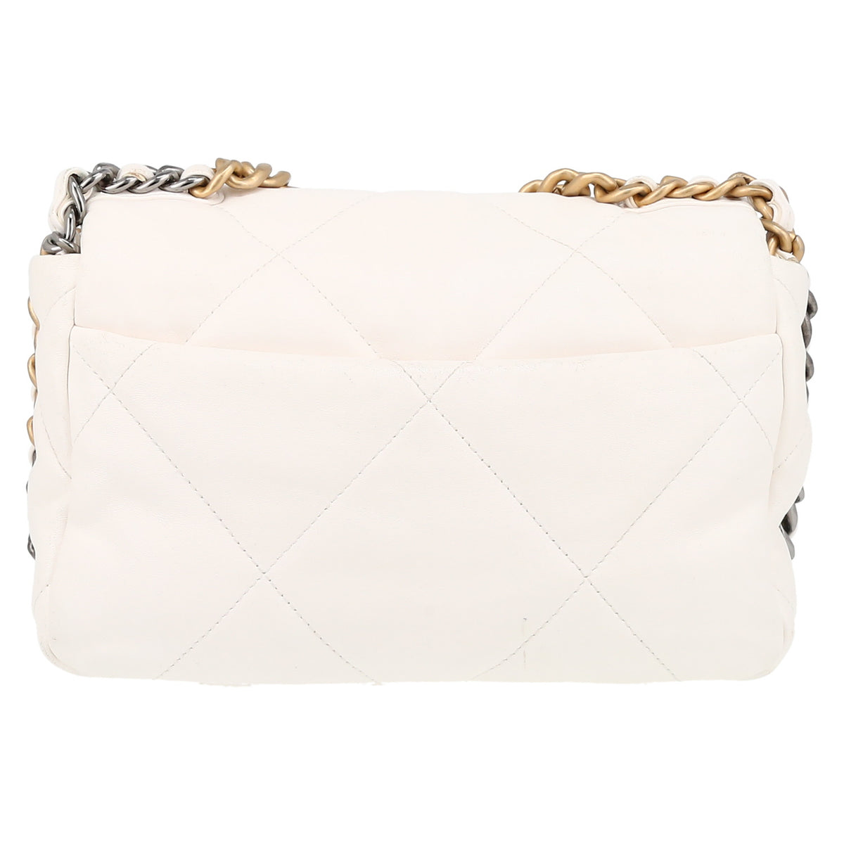 Chanel 19 shoulder bag in white quilted leather - DETAIL 7