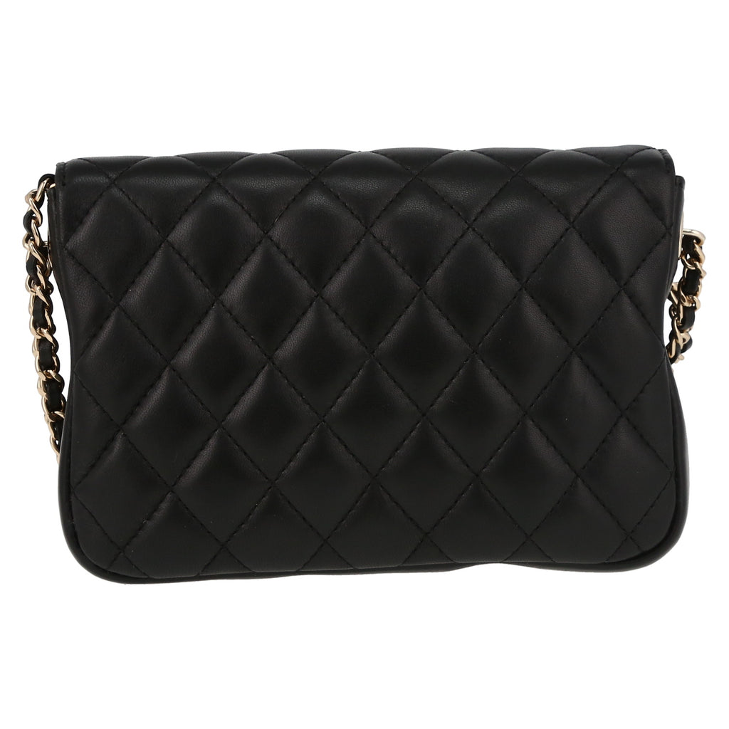 Chanel shoulder bag in black quilted leather - DETAIL 7