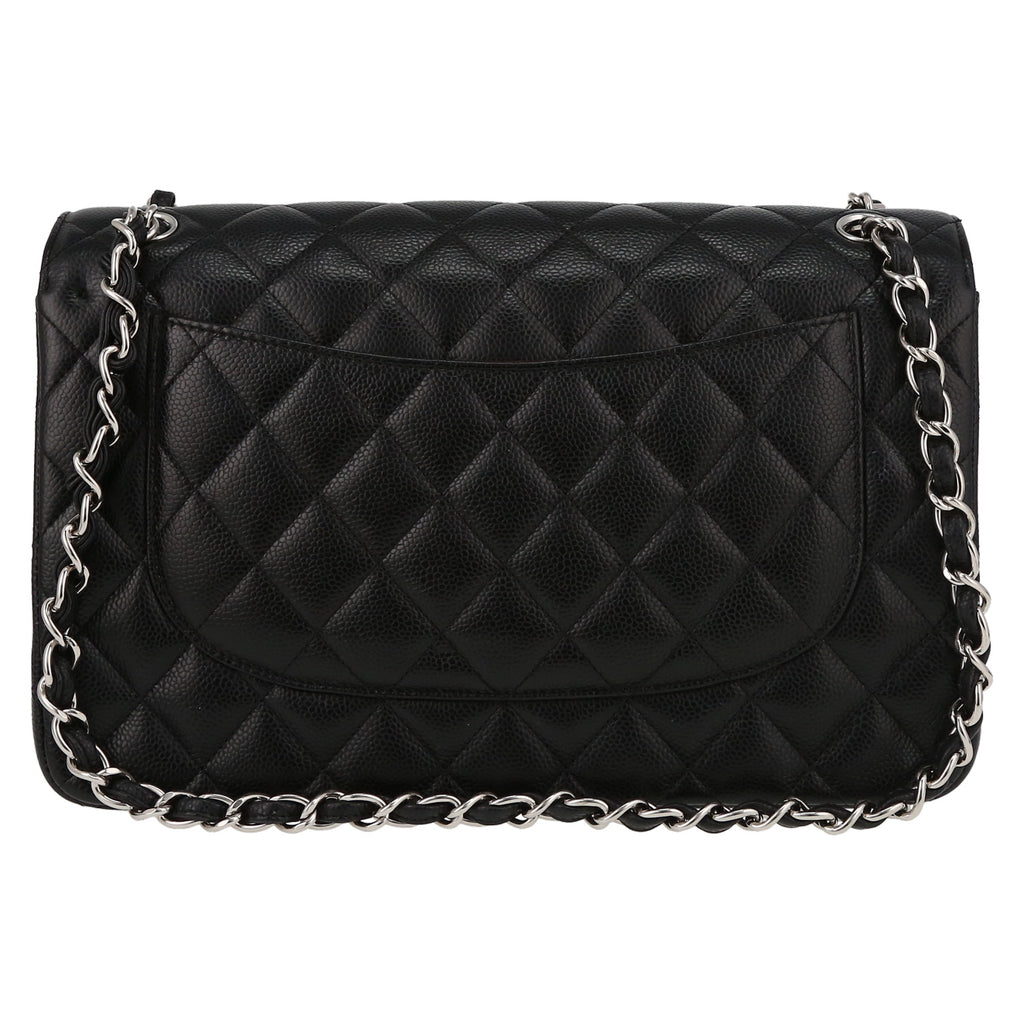 Chanel Timeless Jumbo shoulder bag in black quilted grained leather - DETAIL 7