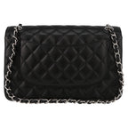 Chanel Timeless Jumbo shoulder bag in black quilted grained leather - DETAIL 7