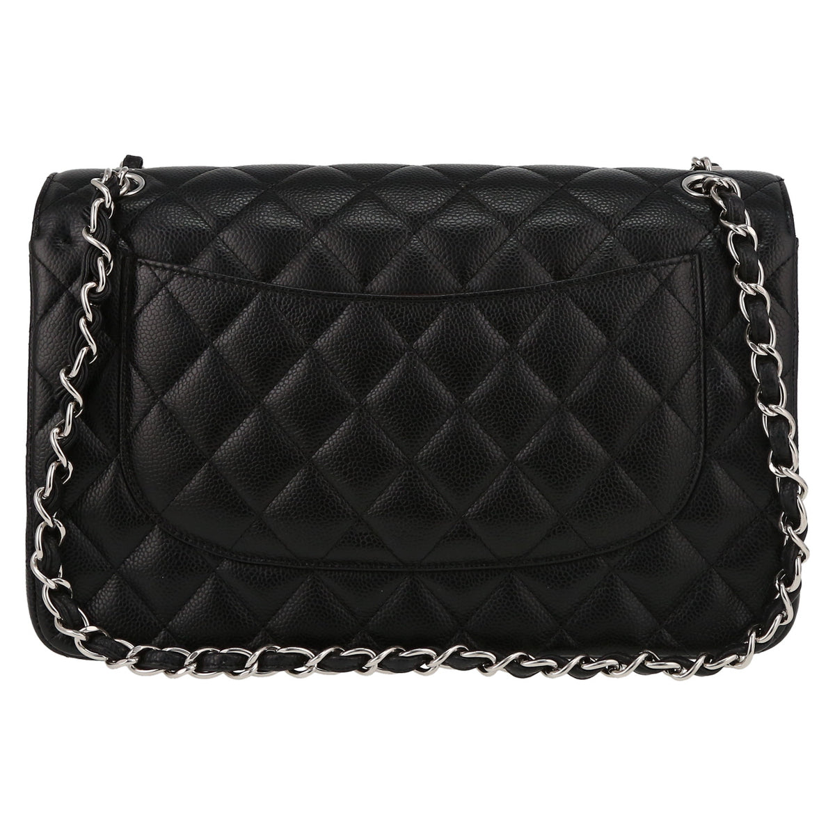 Chanel Timeless Jumbo shoulder bag in black quilted grained leather - DETAIL 7