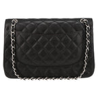 Chanel Timeless Jumbo shoulder bag in black quilted grained leather - DETAIL 7