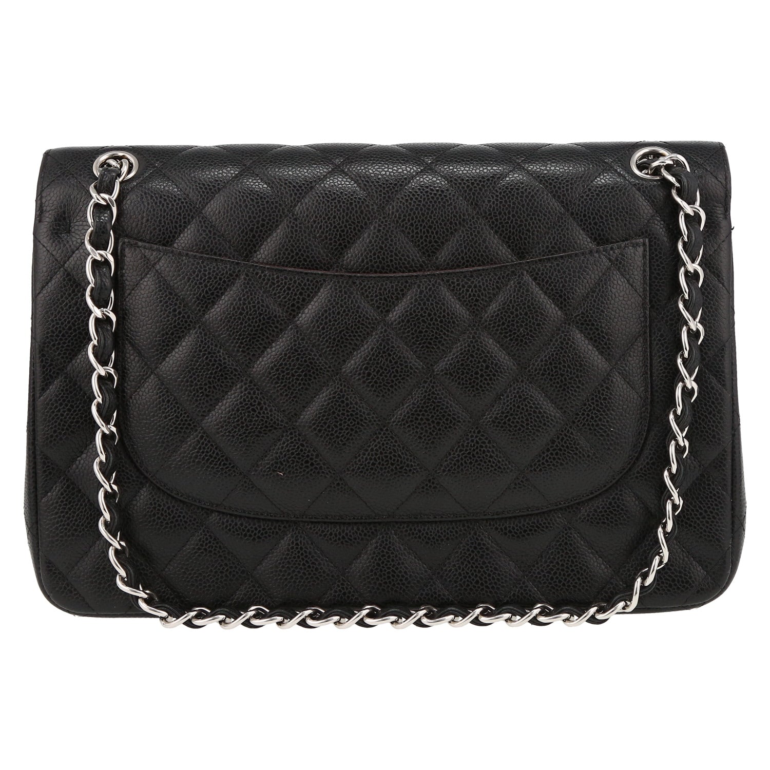 Chanel Timeless Jumbo shoulder bag in black quilted grained leather - DETAIL 7