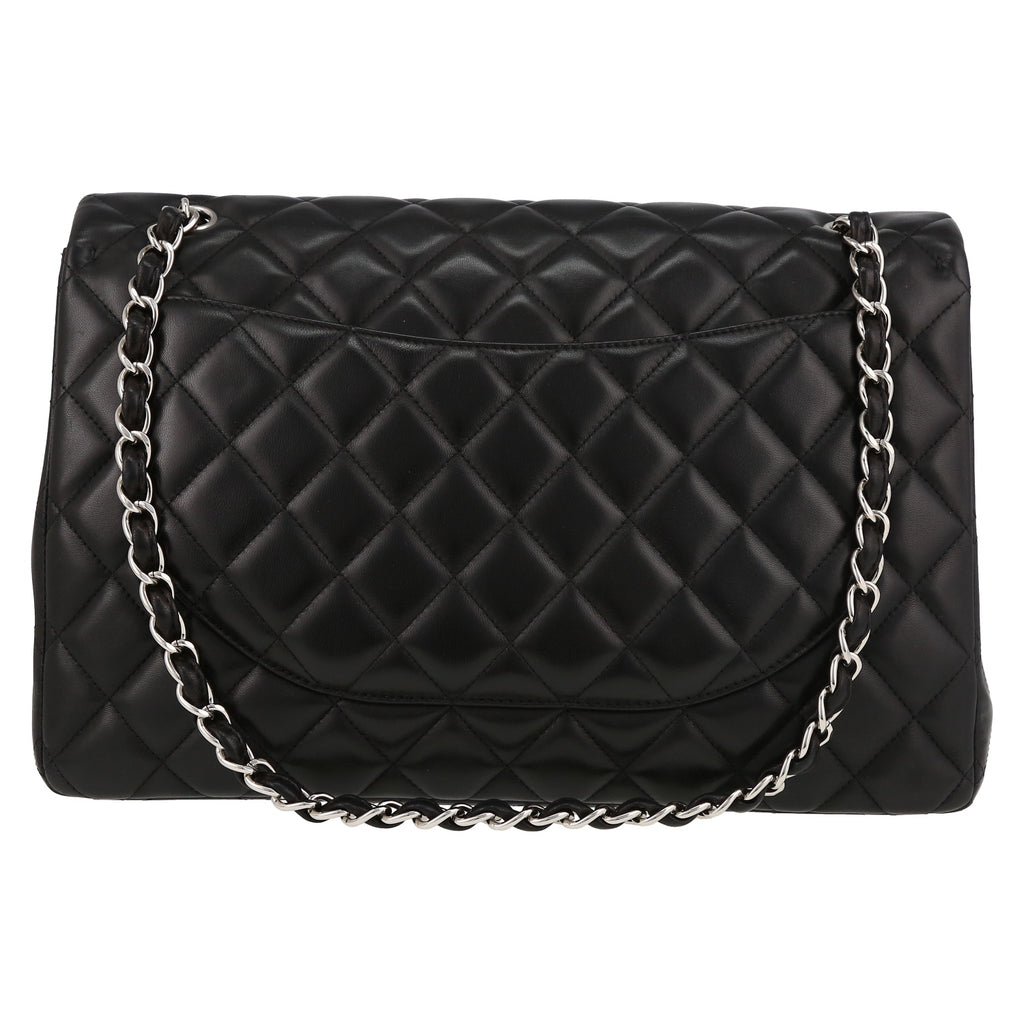 Chanel Timeless Maxi Jumbo shoulder bag in black quilted leather - DETAIL 7