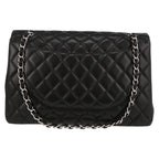 Chanel Timeless Maxi Jumbo shoulder bag in black quilted leather - DETAIL 7