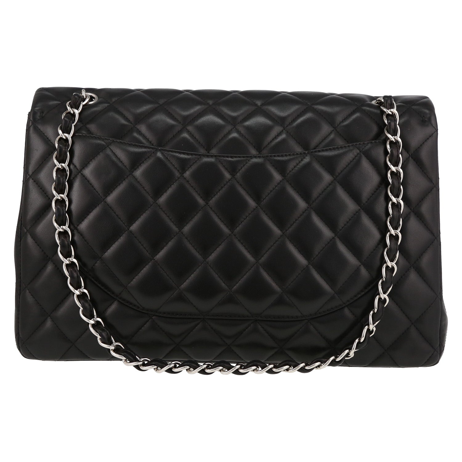 Chanel Timeless Maxi Jumbo shoulder bag in black quilted leather - DETAIL 7