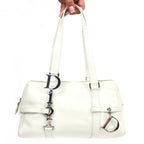 CHRISTIAN DIOR LEATHER BAG WITH SILVER HARDWARE