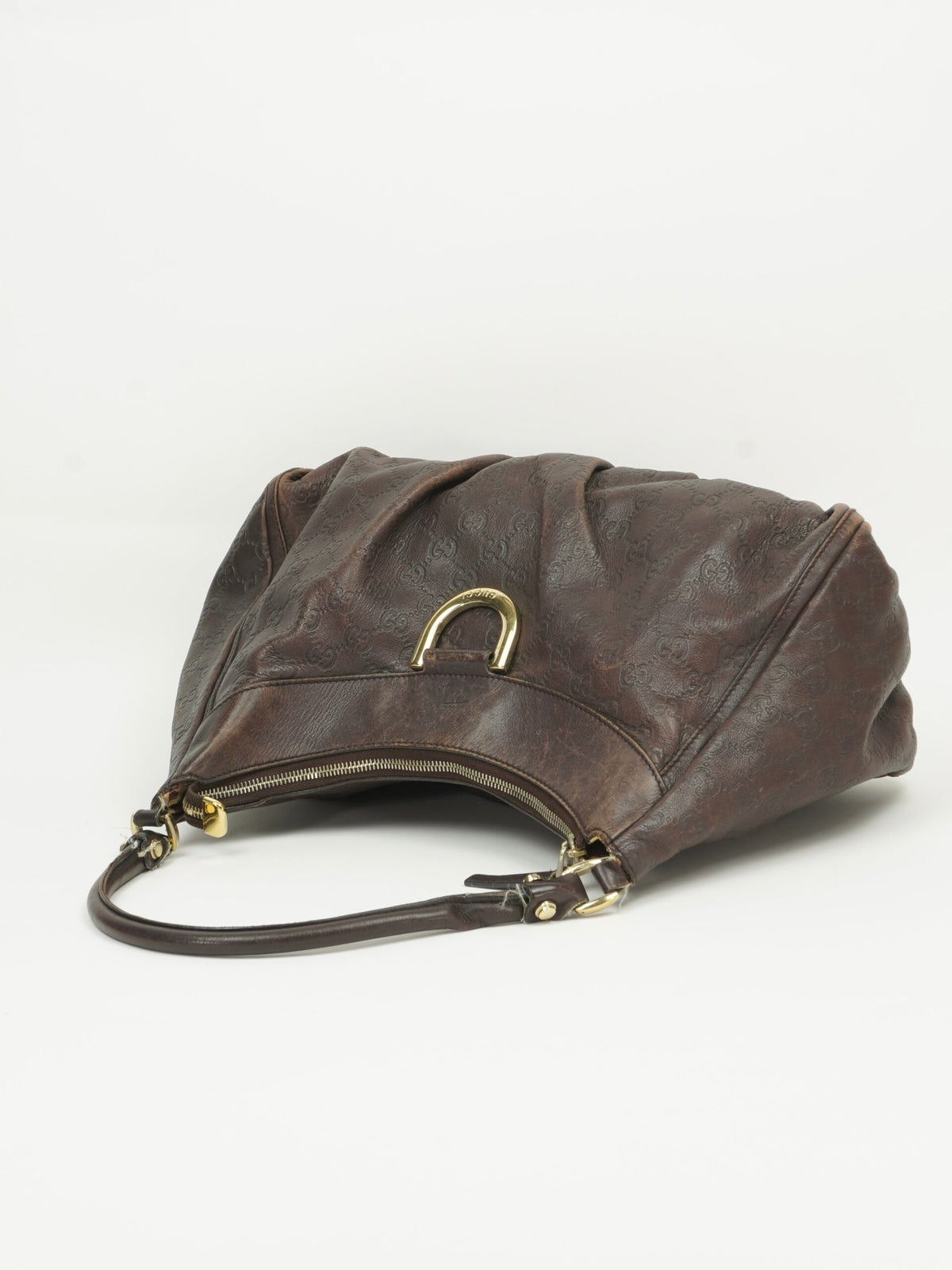 GUCCI MONOGRAM LEATHER ABBEY BAG