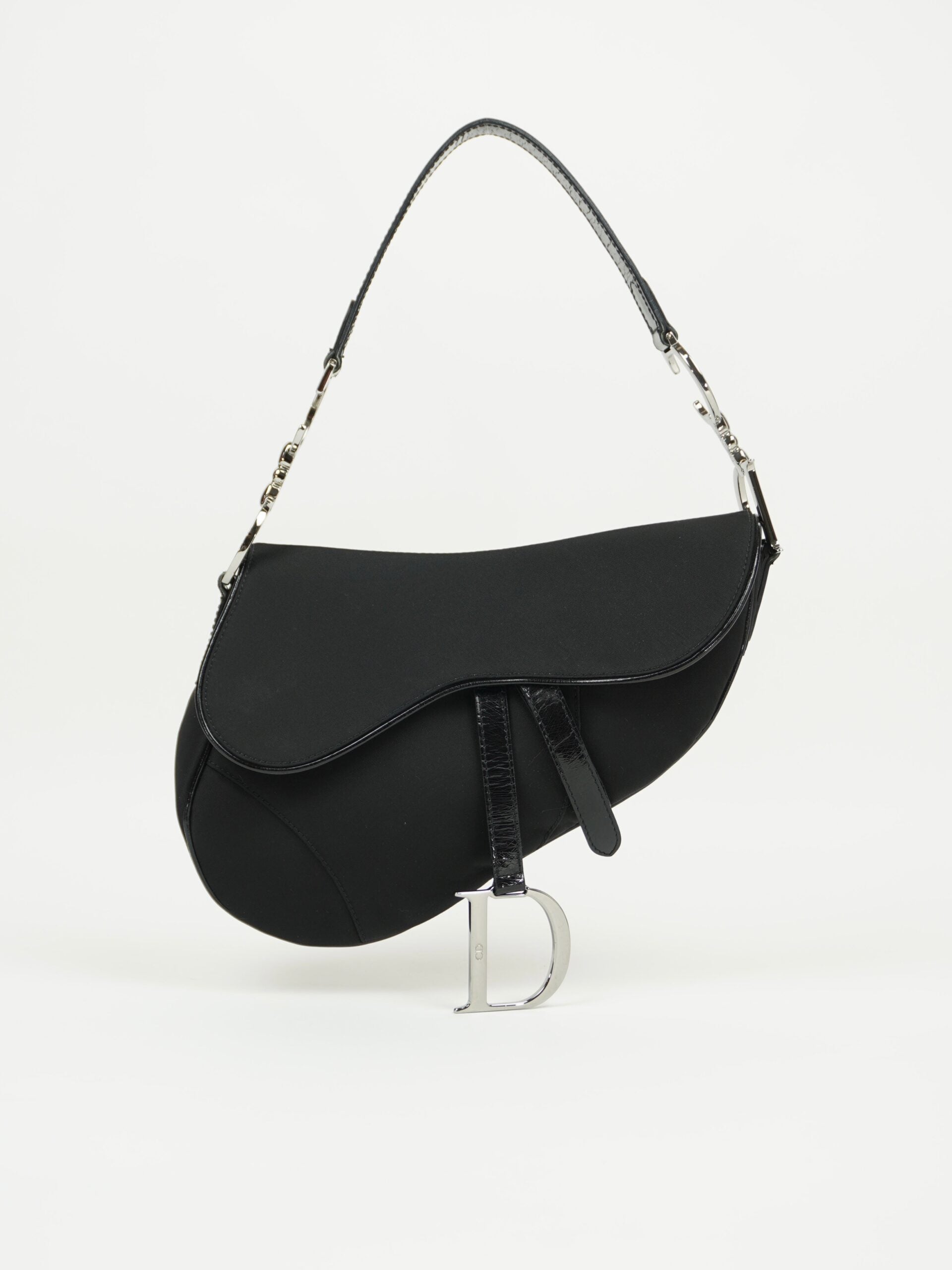 CHRISTIAN DIOR BLACK NYLON SADDLE BAG