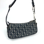 CHRISTIAN DIOR MONOGRAM SHOULDER BAG WITH SILVER DETAILING