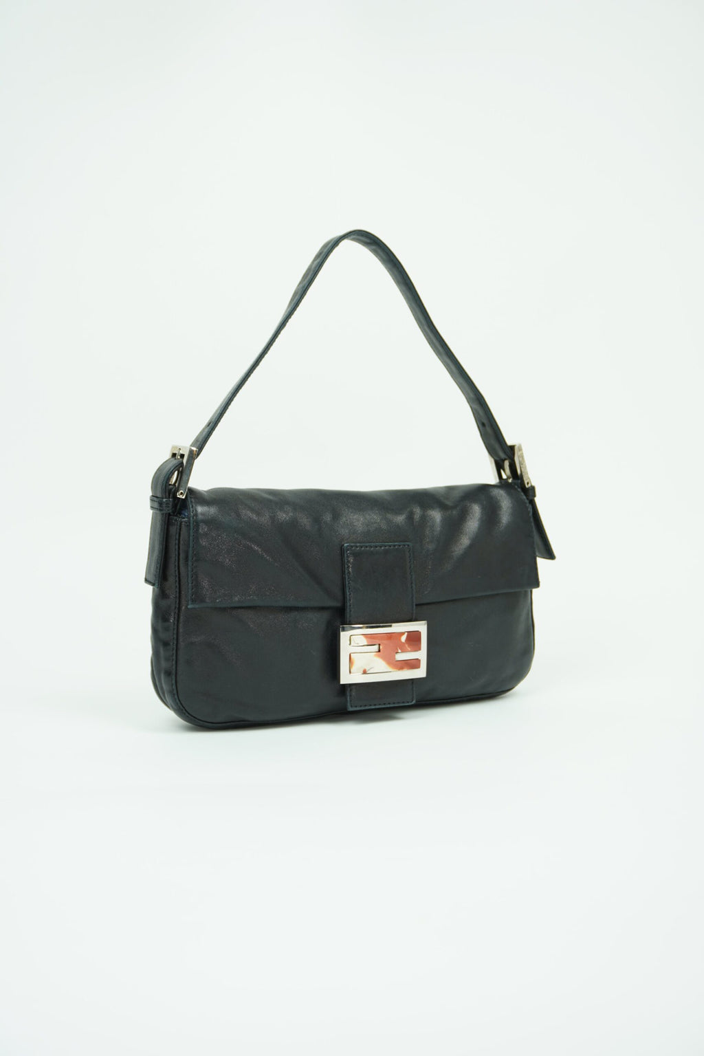 FENDI LEATHER BAGUETTE WITH MARBLE BUCKLE