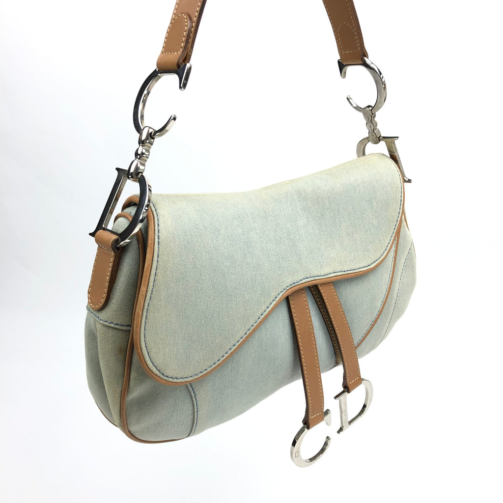 CHRISTIAN DIOR DENIM DOUBLE SADDLE BAG