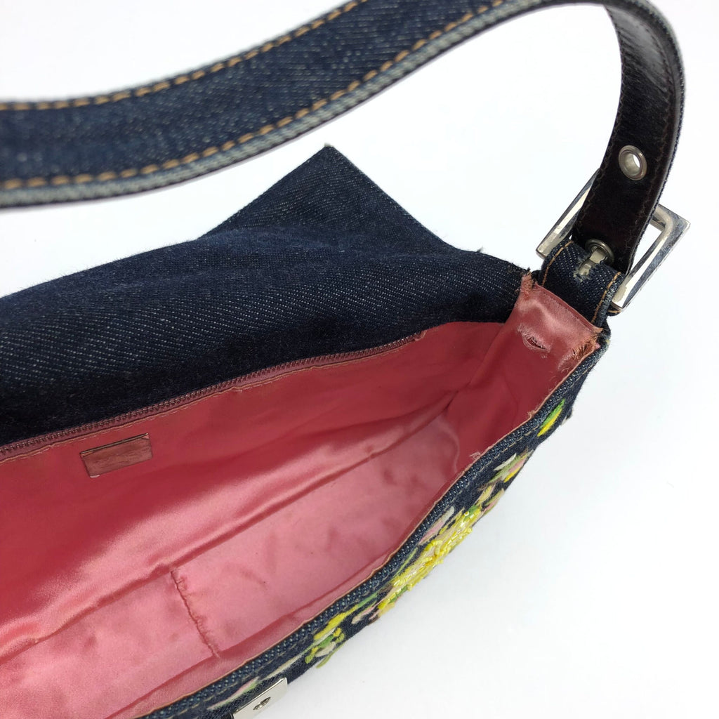 FENDI BEADED DENIM BAGUETTE