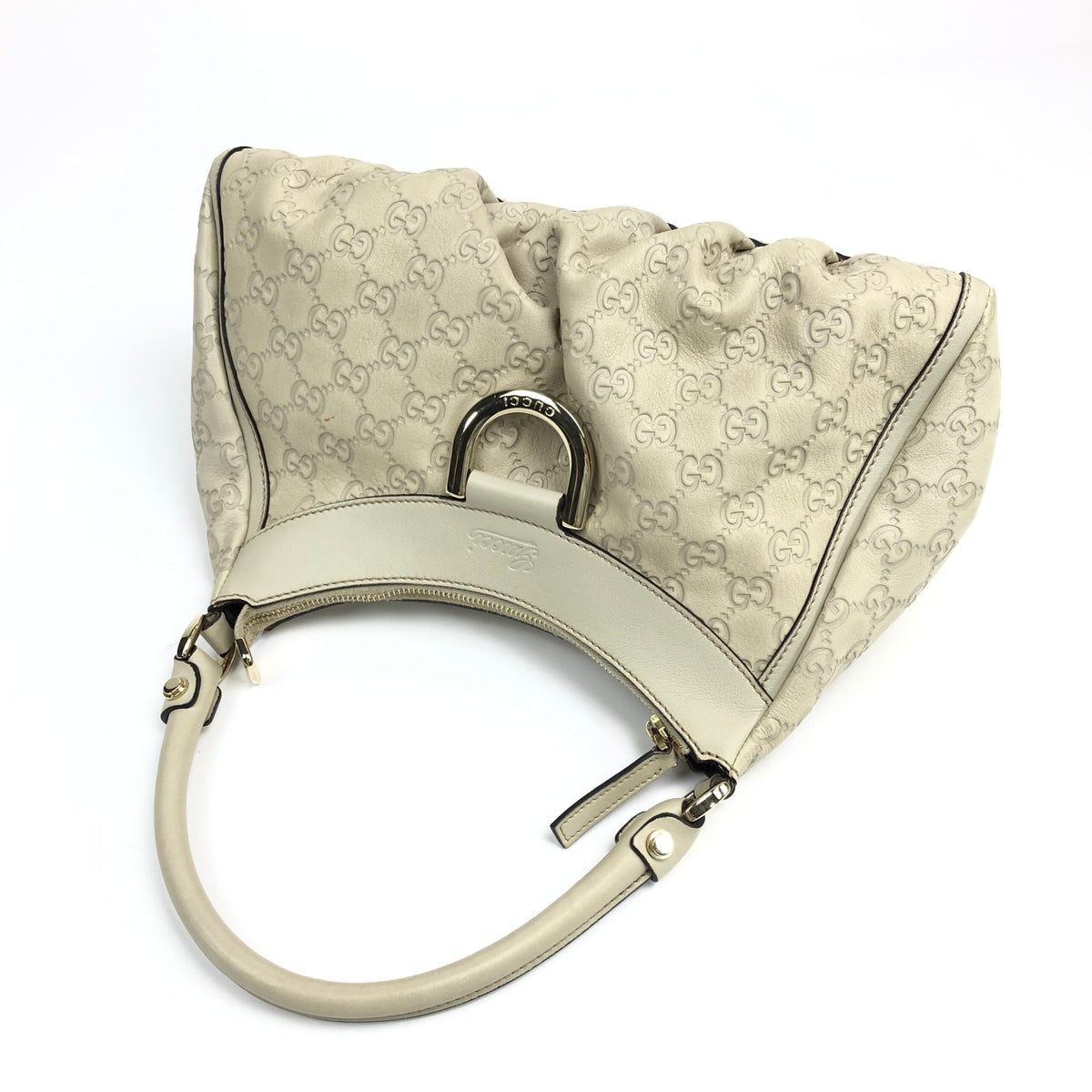 GUCCI ABBEY MONOGRAM LEATHER SHOULDER BAG
