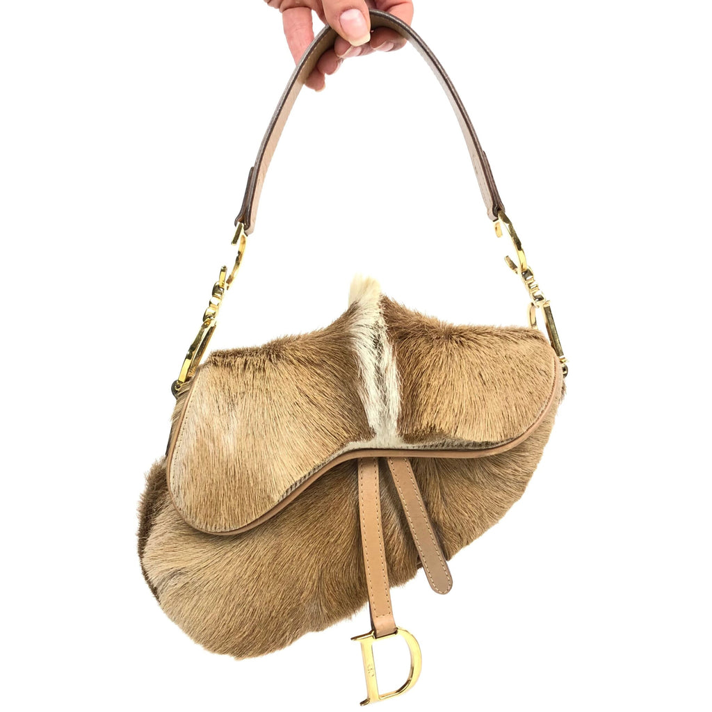 CHRISTIAN DIOR PONY HAIR MOHAWK SADDLE BAG