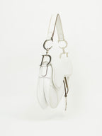 CHRISTIAN DIOR WHITE LEATHER SADDLE BAG