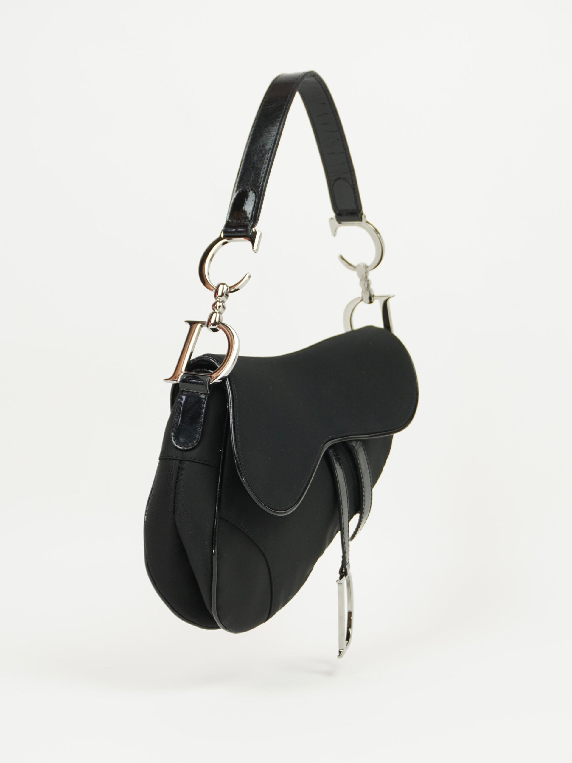 CHRISTIAN DIOR BLACK NYLON SADDLE BAG
